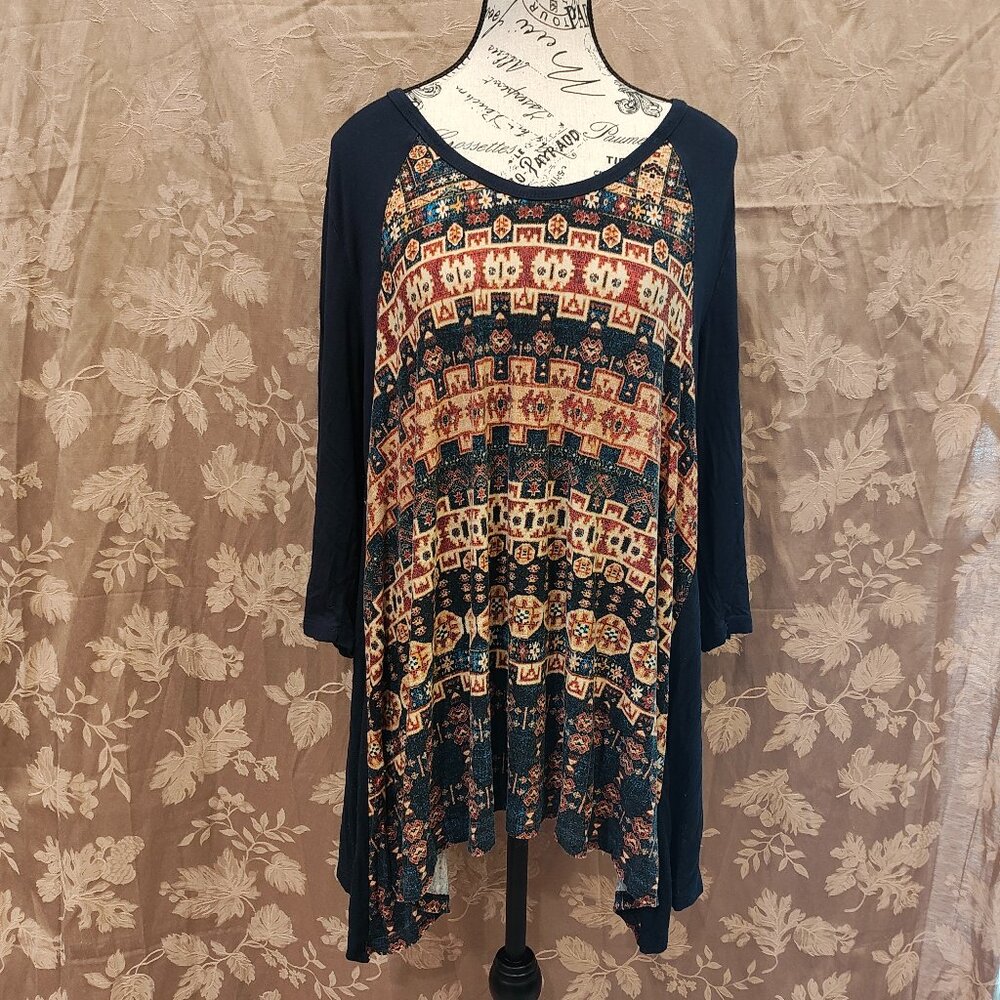 Karen Kane Three Quarters Sleeve Tunic, Size 1X, Used